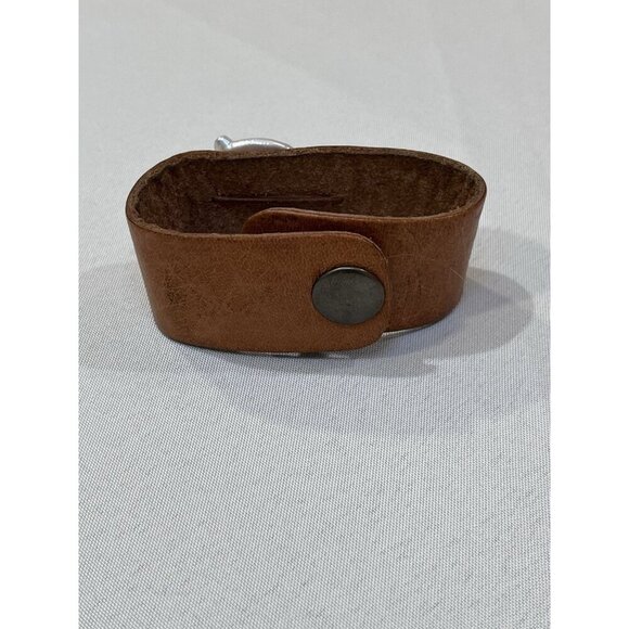 Leather Cuff Bracelet with Baroque Pearl Handmade - Picture 2 of 5